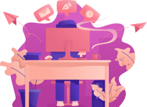 Person working at a desk with digital elements, enhancing productivity, only available at Elevate Your Organization's Culture and Performance With CEEK.