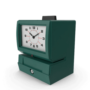 Vintage green time clock machine symbolizing efficiency, available at Elevate Your Organization's Culture and Performance With CEEK.