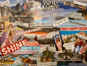 Collage of motivational words and images, emphasizing personal growth and wellness, only available at Elevate Your Organization's Culture and Performance With CEEK.